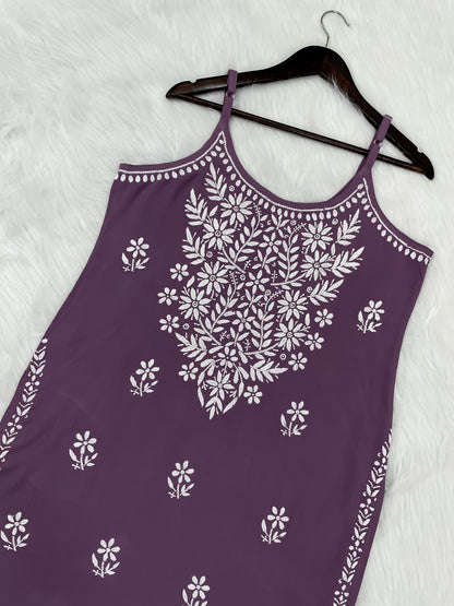 Mansha Chikankari Strappy Rayon Kurti & Palazzo Co-Ord Set (Adjustable Strap)