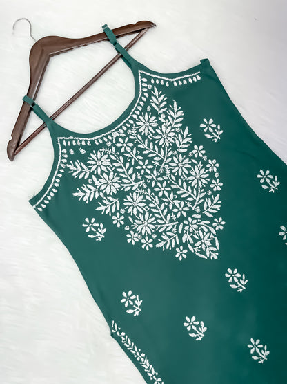 Mansha Chikankari Strappy Rayon Kurti & Palazzo Co-Ord Set (Adjustable Strap)
