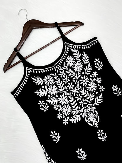 Mansha Chikankari Strappy Rayon Kurti & Palazzo Co-Ord Set (Adjustable Strap)