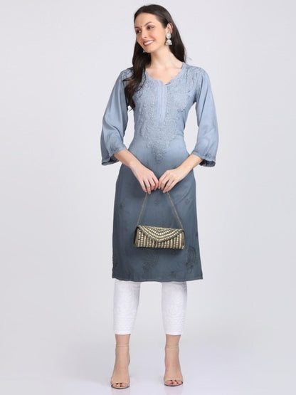 Nargis Premium Rayon Ombre/Shaded Dyed Long Chikankari Kurti – Perfect for Every Occasion