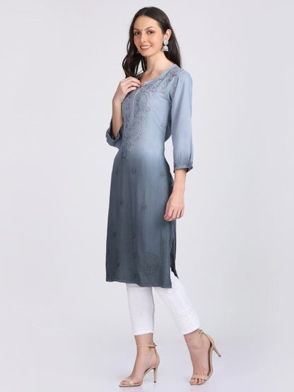 Nargis Premium Rayon Ombre/Shaded Dyed Long Chikankari Kurti – Perfect for Every Occasion