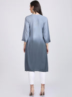 Gray Nargis Rayon Ombre/Shaded Dyed Long Chikankari Kurti malabis.in