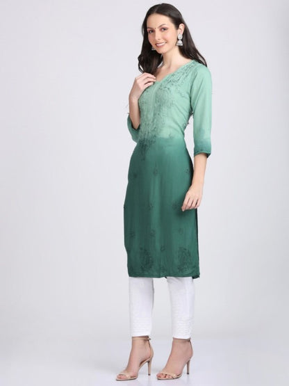 Nargis Premium Rayon Ombre/Shaded Dyed Long Chikankari Kurti – Perfect for Every Occasion