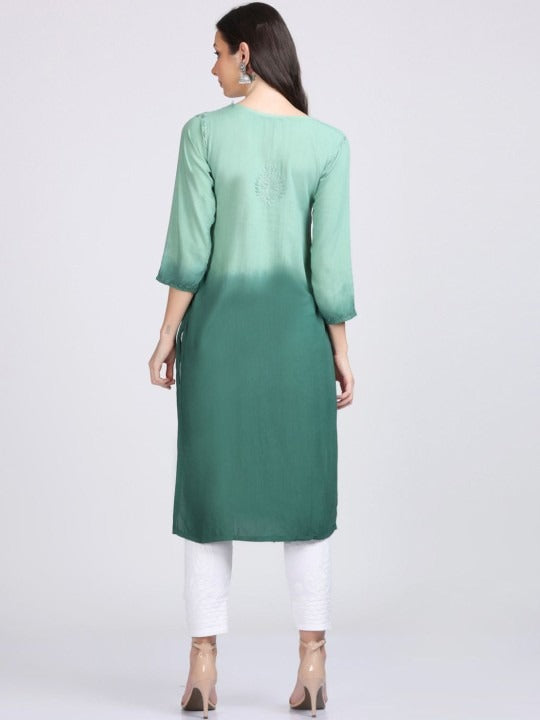 Mashi Nargis Rayon Ombre/Shaded Dyed Long Chikankari Kurti malabis.in