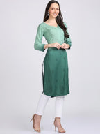 Mashi Nargis Rayon Ombre/Shaded Dyed Long Chikankari Kurti malabis.in