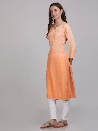 Nargis Premium Rayon Ombre/Shaded Dyed Long Chikankari Kurti – Perfect for Every Occasion