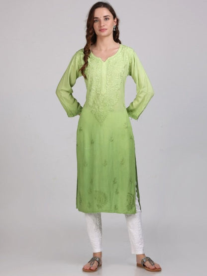 Nargis Premium Rayon Ombre/Shaded Dyed Long Chikankari Kurti – Perfect for Every Occasion