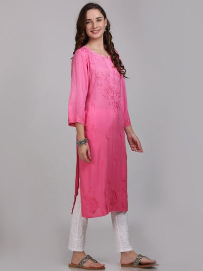 Nargis Premium Rayon Ombre/Shaded Dyed Long Chikankari Kurti – Perfect for Every Occasion