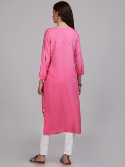 Nargis Premium Rayon Ombre/Shaded Dyed Long Chikankari Kurti – Perfect for Every Occasion