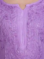 Purple Nargis Rayon Ombre/Shaded Dyed Long Chikankari Kurti malabis.in