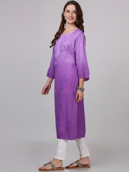 Nargis Premium Rayon Ombre/Shaded Dyed Long Chikankari Kurti – Perfect for Every Occasion