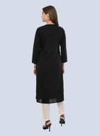 Black Shireen Dyed Long Cotton Kurti