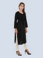 Black Shireen Dyed Long Cotton Kurti