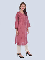 Brown Shireen Dyed Long Cotton Kurti