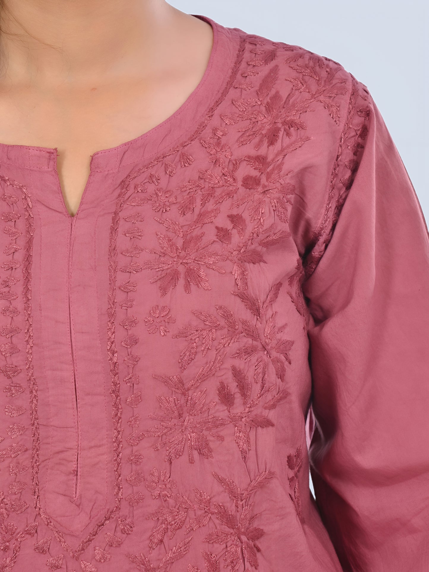 Brown Shireen Dyed Long Cotton Kurti