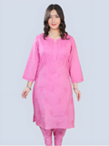 Hot Pink Shireen Dyed Long Cotton Kurti