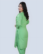 Parrot Green Shireen Dyed Long Cotton Kurti