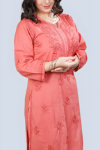 Rose Gold Shireen Dyed Long Cotton Kurti