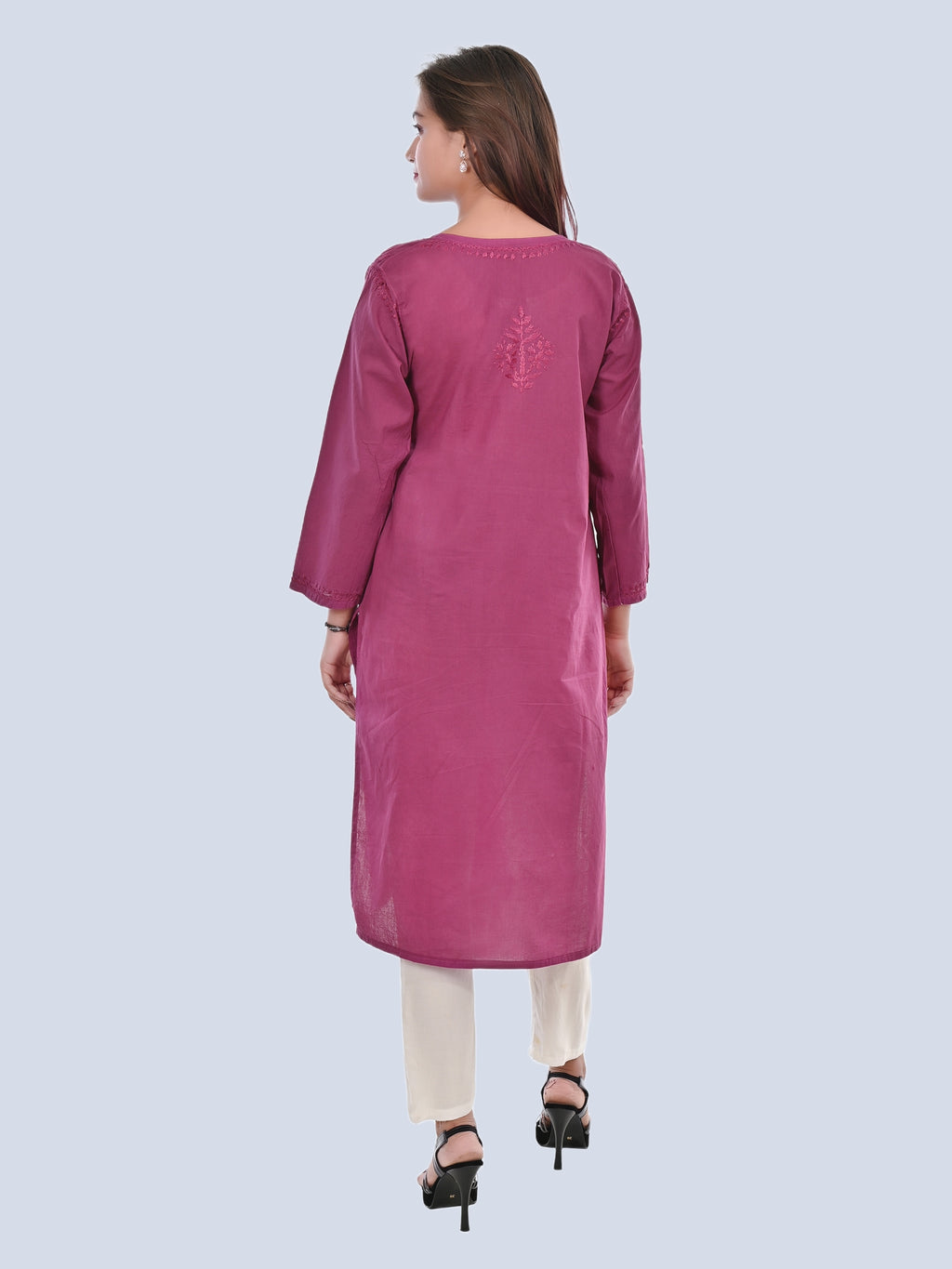 Wine Shireen Dyed Long Cotton Kurti