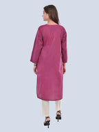 Wine Shireen Dyed Long Cotton Kurti