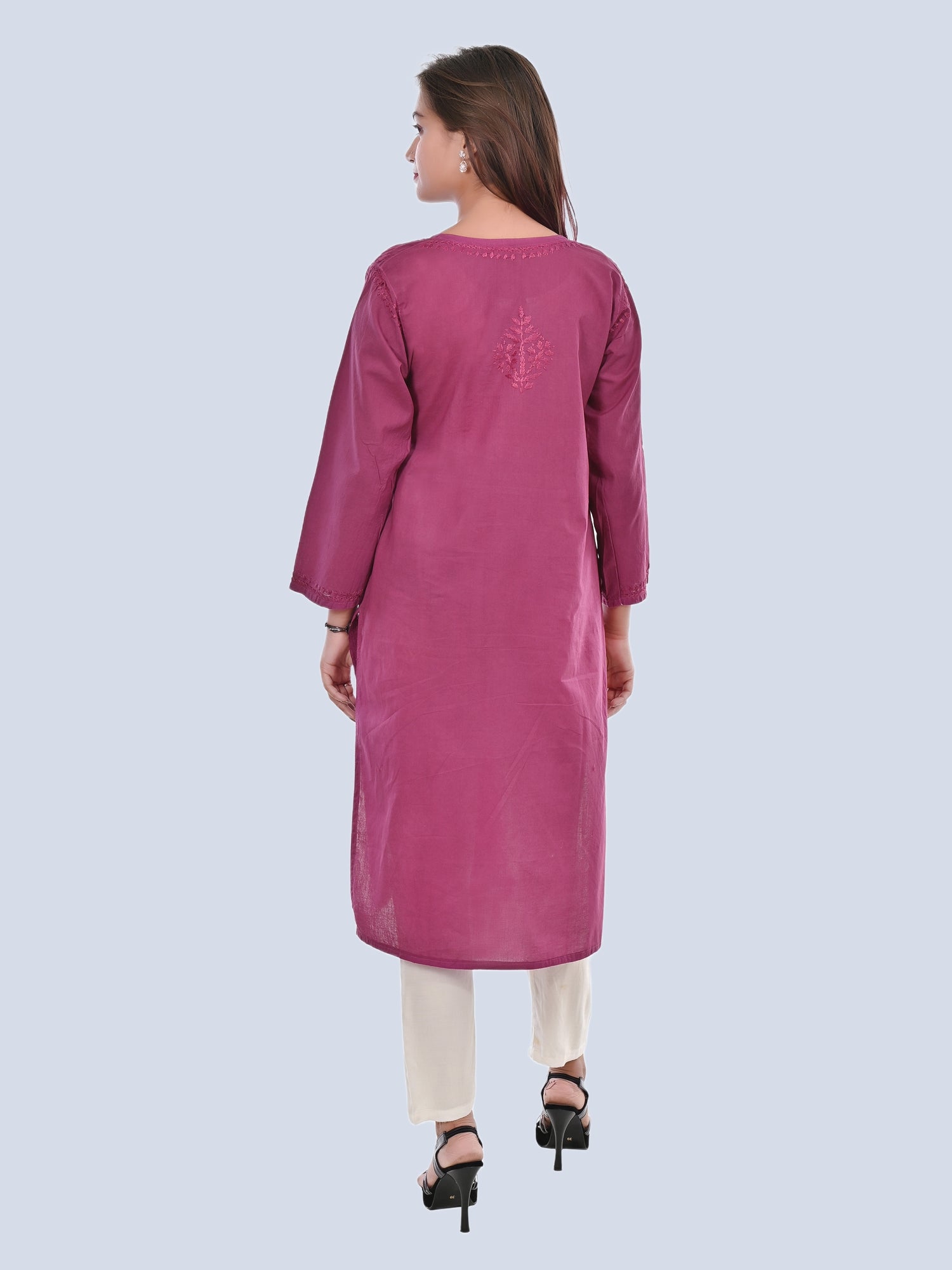 Wine Shireen Dyed Long Cotton Kurti