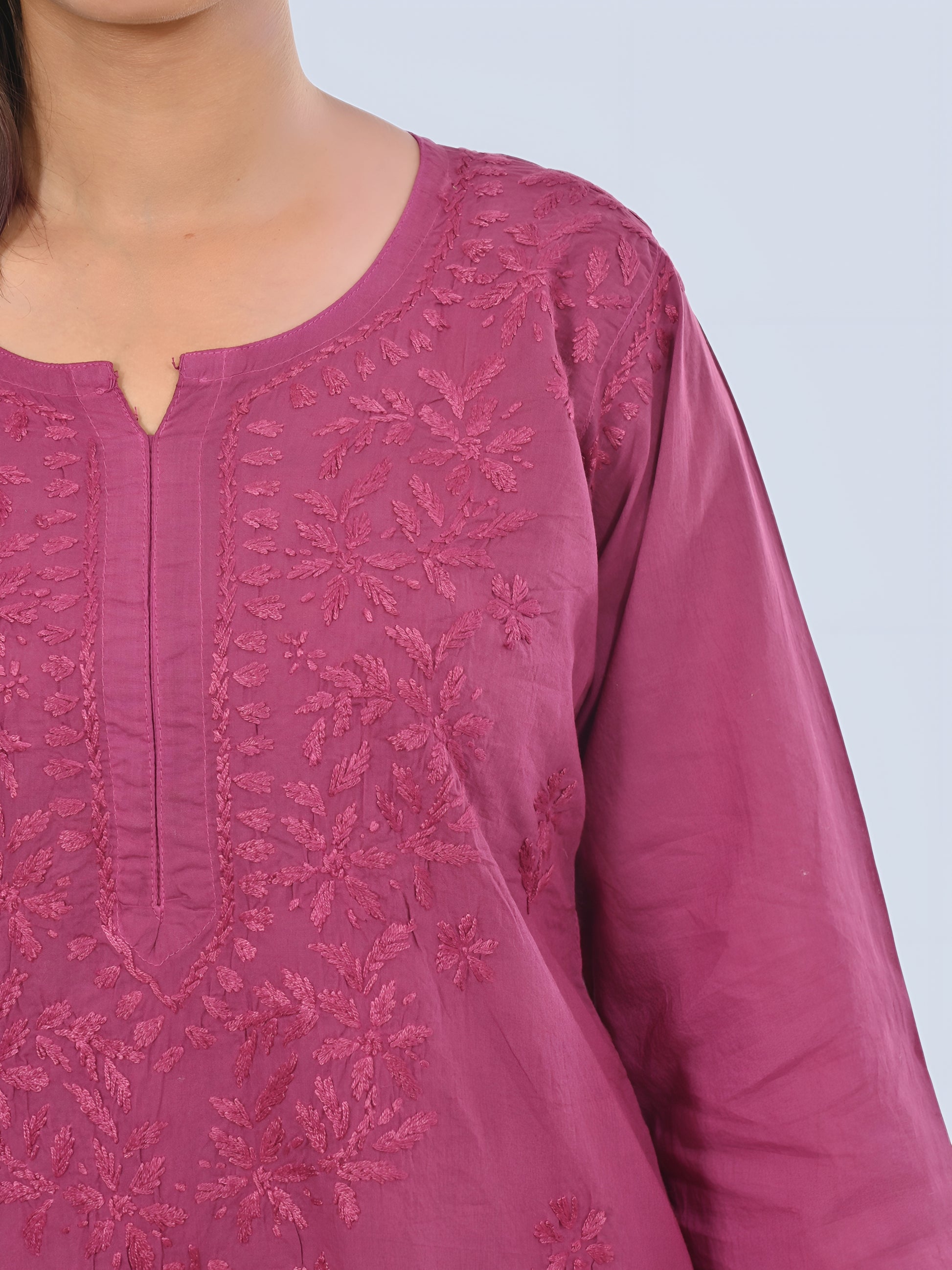 Wine Shireen Dyed Long Cotton Kurti