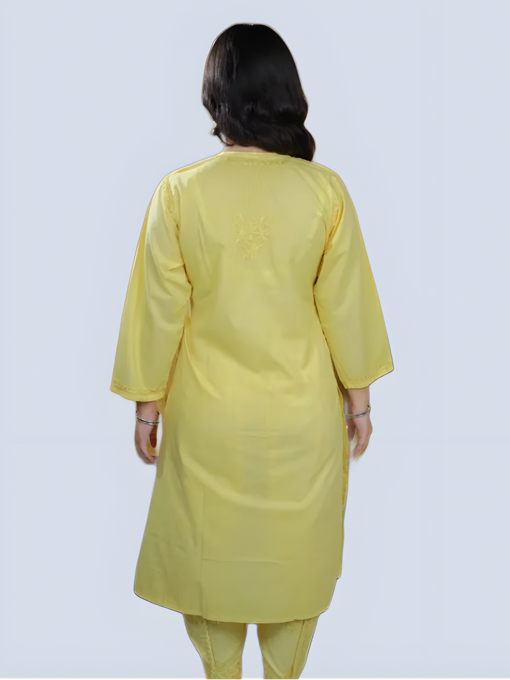 Yellow Shireen Dyed Long Cotton Kurti