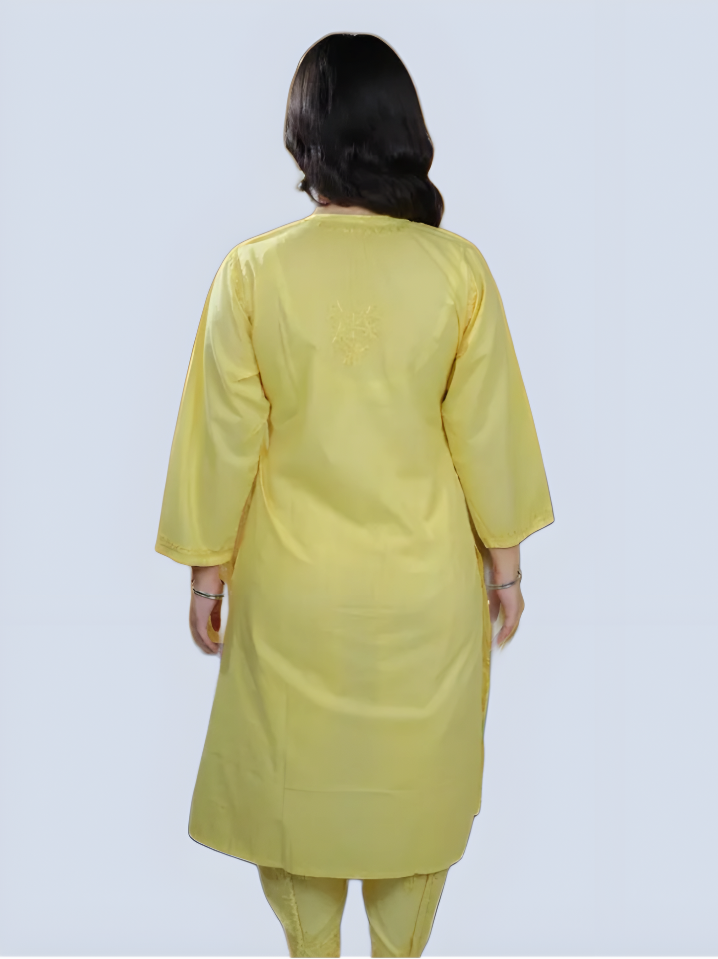 Yellow Shireen Dyed Long Cotton Kurti