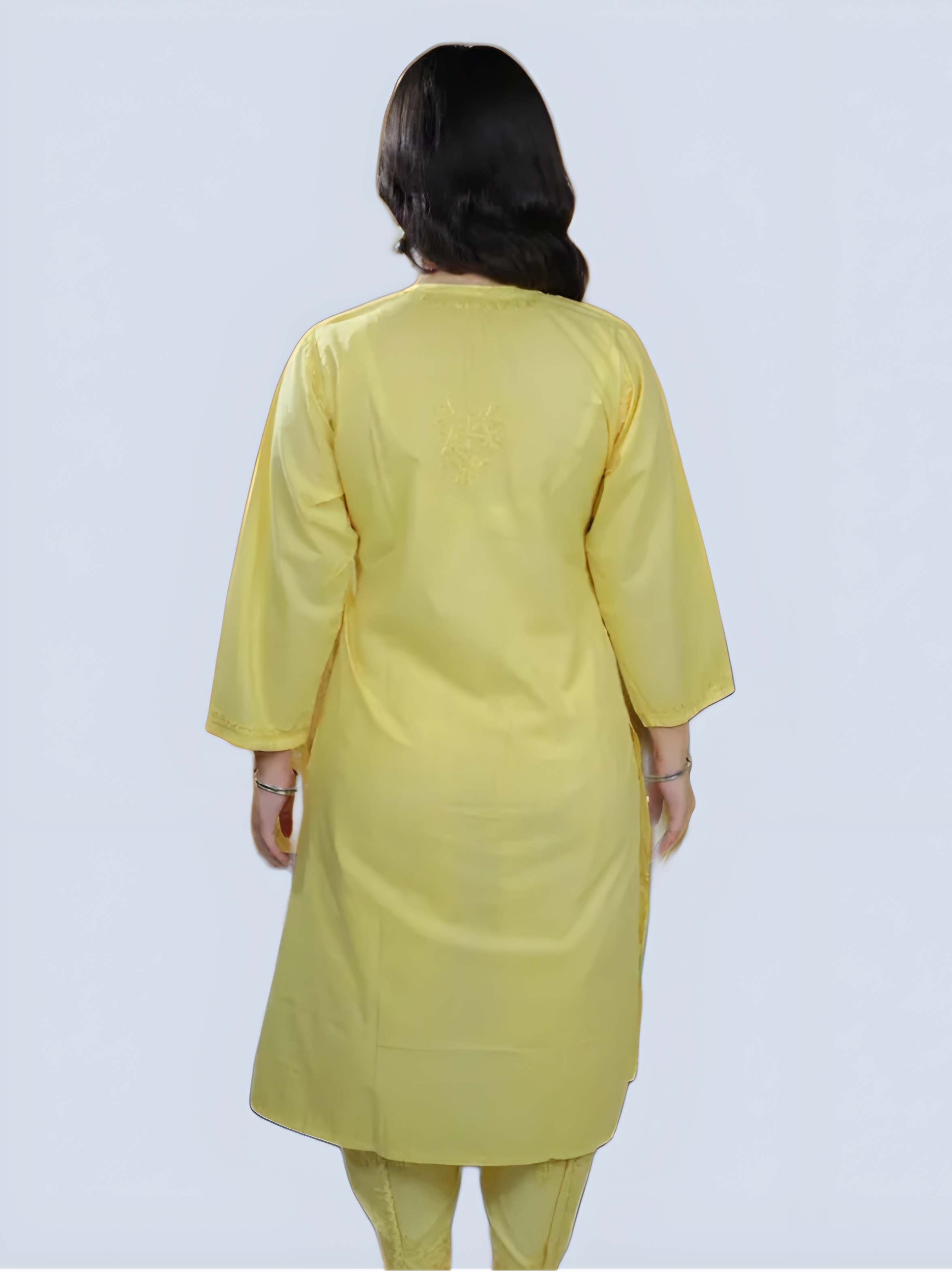 Yellow Shireen Dyed Long Cotton Kurti