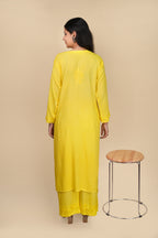 Yellow Aroos Dyed Rayon Kurti & Palazzo Set